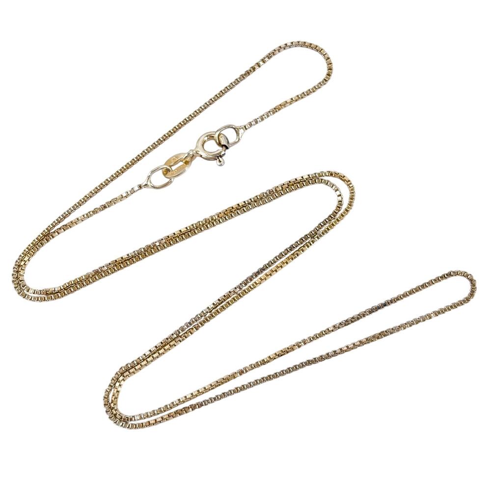 Vintage Italian Gold-Tone Sterling Silver 925 Box Chain Necklace 18”